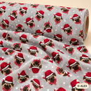 Christmas Pugs on Grey Polycotton Fabric — fabric detail
