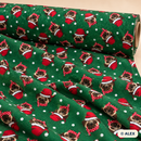 Christmas Pugs on Green Polycotton Fabric — fabric detail
