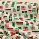 Red and Green Gifts on White Christmas Polycotton Fabric — fabric detail