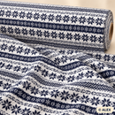 Navy Nordic Snowflakes on White Christmas Polycotton Fabric — fabric detail