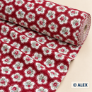 Roses on Dark Red Cotton Fabric — fabric detail