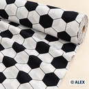 Black and White Football Pattern Cotton Fabric — fabric detail