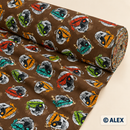 Pirate Skulls on Brown Cotton Fabric — fabric detail