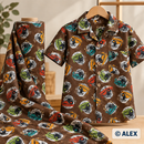 Pirate Skulls on Brown Cotton Fabric — sewing inspiration