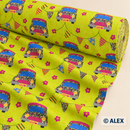 Cars and Bunting on Green Cotton Fabric — fabric detail