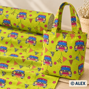 Cars and Bunting on Green Cotton Fabric — sewing inspiration