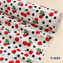 Cherries and Black Dots Cotton Fabric — fabric detail