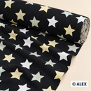 Pastel Stars on Black Cotton Fabric — fabric detail