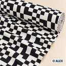 Black and White Geometric Cotton Sateen Fabric — fabric detail