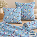 Unicorns and Rainbows on Light Blue Cotton Fabric — sewing inspiration