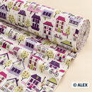 Houses and Bicycles Cotton Fabric — fabric detail
