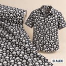 White Skulls on Black Cotton Fabric — sewing inspiration
