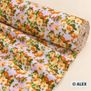 Orange Roses on Pink Cotton Fabric — fabric detail