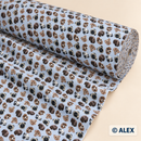 Dog Faces on Light Blue Cotton Fabric — fabric detail
