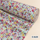 Colourful Flowers on Light Blue Cotton Fabric — fabric detail
