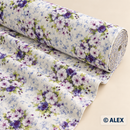 Purple and White Rose Bouquets Cotton Fabric — fabric detail