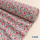 Small Colourful Flowers on White Cotton Fabric — fabric detail