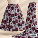 Red and Black Roses on Grey Cotton Fabric — sewing inspiration