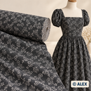 White Lace Floral Print on Black Cotton Fabric — sewing inspiration