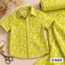 White Musical Instruments on Yellow Cotton Fabric — sewing inspiration