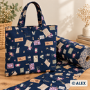 Vintage Sewing Motifs on Navy Cotton Fabric — sewing inspiration