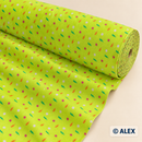 Stars and Lightning on Lime Green Cotton Fabric — fabric detail