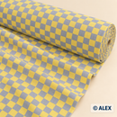 Yellow and Grey Checks Cotton Fabric — fabric detail