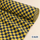 Yellow and Navy Checks Cotton Fabric — fabric detail