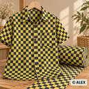 Yellow and Navy Checks Cotton Fabric — sewing inspiration