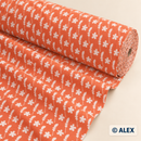 White Flowers and Wheat on Orange Cotton Fabric — fabric detail