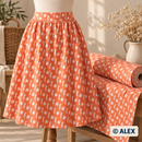 White Flowers and Wheat on Orange Cotton Fabric — sewing inspiration