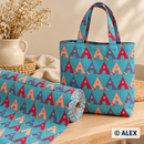 Colourful Teepees on Turquoise Cotton Fabric — sewing inspiration