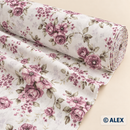 Large Mauve Rose Bouquets Cotton Fabric — fabric detail