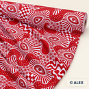Crimson Psychedelic Eyes Cotton Jersey Fabric
