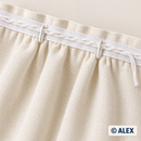 2.5 cm narrow curtain heading tape sewn to a gathered curtain