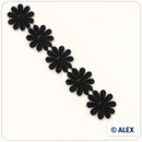 Black daisy flower Brussels lace