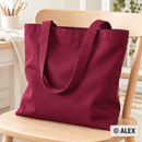 Dark Red cotton canvas tote bag — illustrative sewing example