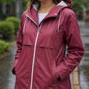Dark red waterproof fabric used for a raincoat – C Fabric Alex
