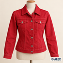 Red Stretch Denim Fabric — illustrative sewing example