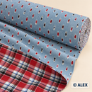 Double-Sided Denim and Red Tartan Fabric fabric roll