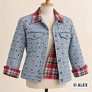 Double-Sided Denim and Red Tartan Fabric clothing inspiration
