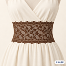 Brown floral vine elastic lace used on a garment
