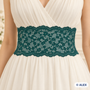 Dark green floral vine elastic lace used as a waistband