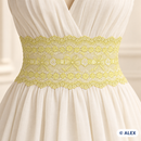 Yellow bow floral elastic lace used as a waistband