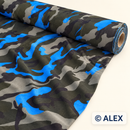 Electric Blue Camouflage Cotton Jersey Fabric