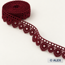 Dark red eyelet scallop Brussels lace
