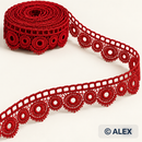 Red eyelet scallop Brussels lace