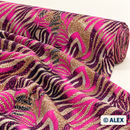 Pink Abstract Animal Print Viscose Fabric — fabric roll