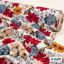 White Multicolour Floral Viscose Fabric — fabric roll