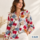 White Multicolour Floral Viscose Fabric — sewing use example